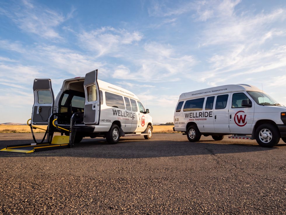 Wellride van with wheelchair lift ramp deployed for accessible medical transportation